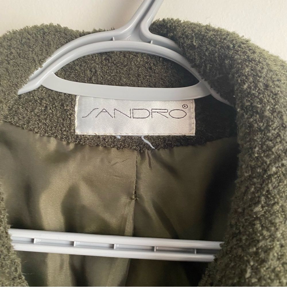 Sandro Women's Olive Green Teddy Boucle Jacket - Picture 4 of 9